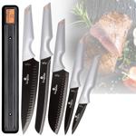 Set de 5 couteaux de cuisine professionnels gris-noir - Lames tranchantes, er...