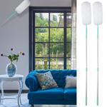 Set of 2 dusters with telescopic aluminum handle, 115 - 160 cm, white/blue