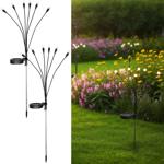 2er-Set LED Solar-Gartenlampe Glühwürmchen mit 6 Armen, bewegliche LEDs, rost...
