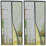 2er-Fliegennetz-Türvorhang mit Magnetverschluss, 210x90cm, schwarz-transparen...