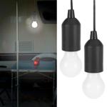 Set of 2 LED hanging lamps with cord & pull switch – battery-powered, bright ...