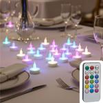 Farbenfrohes 20er LED-Teelicht-Set mit Fernbedienung: 4/8h Timer, Ø4cm, inkl....