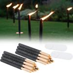 90min Wachsfackeln im 20er Pack, mit sicherem Handschutz: Holzgriff, schwarz,...