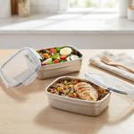 2er-Set Frischhaltedose Edelstahl 750ml - Auslaufsichere Lunchbox mit Clip-De...