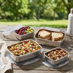 set of 4 stainless steel lunch boxes with plastic clip lids - Perfect for wor...