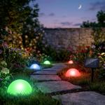 Solar lights with ground spike & color changing function, 5 pieces, Ø15cm, IP...