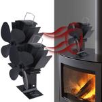 2 ventilateurs de  poêle à bois, noirs, 4 pales – silencieux, thermoélectriqu...