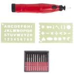 Set di incisione da 13 pezzi, 13.000 giri/min. incl. 10 attacchi, 2 dime e sc...