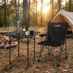 Camping-Set - kompakter Campingtisch rollbarer Tischplatte, schwarz, 70x70x69...