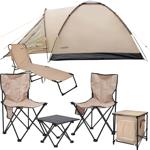 Ultimatives Camping-Starter-Set mit Zelt, Faltschrank, Tisch-Stuhl-Set & Sonn...