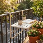 Space-saving balcony hanging table (beige, 60x40cm): Ideal for small balconie...