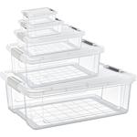 Set di contenitori per conservazione e dispensa, 5 pezzi, in plastica traspar...