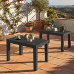 set di 2 tavolini da giardino e balcone in plastica resistente alle intemperi...