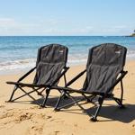 2er-Set Strandstuhl Schwarz Klappbar - Blitzschnell aufgebaut - Perfekt für C...