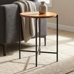 Versatile side table with acacia wood top, round, black, Ø40 x H48 cm, for li...