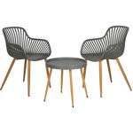 Edle Sitzgruppe mit Balkontisch, 3-tlg., grau, Bistro-Set für Garten, Terrass...