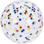 Aufblasbarer Strandball 50 cm Durchmesser - Halbdurchsichtig mit bunten Konfe...