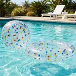 2-teiliges Pool-Set mit bunten Punkten: Aufblasbarer Schwimmring Ø 105 cm und...