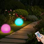 Lampe boule solaire LED RGBW Ø30 cm avec télécommande – sans fil, IP67, 60 lm...