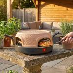Pizzaofen mit Keramik-Kuppel: 800 Watt, keramik grau, Pizzadom für 4 Personen...