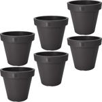 set of 6 flower pots, round, anthracite, plant pot made of 100% recyclable pl...