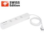 Smart WiFi power strip (CH), 3-way with USB ports, voice control (Alexa/Googl...