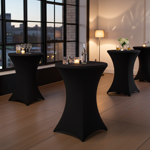 Set 4 Housses Tables Hautes Noires - Housse Stretch Élégante pour Événements ...