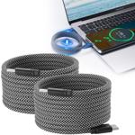 2 câbles de chargement USB-C innovants, 100 W, 2 m – gaine magnétique, enroul...