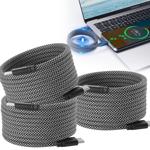 3er-Set USB-C Ladekabel 100W, 2m: Magnetische Aufrollfunktion, schnell & knot...