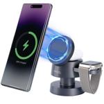 Chargeur à induction sans fil 3 en 1 avec veilleuse (15 W) USB-C – noir – pou...