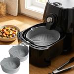 2er-Set Hochwertige Silikonform für Heissluftfritteuse, grau, Ø 19 x H 6 cm, ...