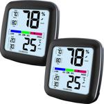 Set of 2 digital precision thermo-/hygrometers with LCD display, calibratable