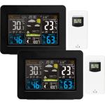 Set of 2 radio weather stations with colour display, DCF clock, sensor, therm...