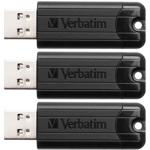 set of 3 PinStripe USB 3.2 flash drive with 128 GB, black, Type-A, (R) 30MB/s...