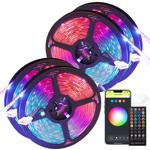 Set di 2 strisce LED RGB WiFi con controllo via app e suono, 10 m