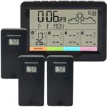 Professional wireless weather station with XL display and 3 wireless sensors,...