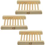 Set of 3 bamboo soap dishes – handmade – cross slats – hygienic – for soaps &...