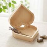 Boîte cœur en bois, fermeture aimantée, nature, 15 x 15 x 4 cm