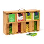 Bamboo tea bag dispenser – 4 compartments, space for over 160 tea bags – brow...