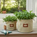 Fioriere tessili in cotone set di 2, beige, borsa per fioriere con pellicola ...