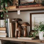 Deko-Pilze 3er-Set aus Massivholz - Mangoholz Skulpturen für naturnahe Dekora...