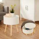 Side table with storage, coffee table with wooden legs, round, 38 x 45 cm
