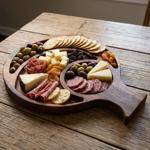 Walnut serving board with 3 compartments, fish-shaped, 39 x 29 x 16 cm