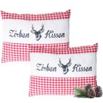 Set di 2 cuscini al pino cembro Vichy rosso 26 x 19 cm, imbottiti con 220 g d...