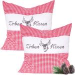 Set di 2 cuscini al cembro vichy rosso 40 x 40 cm, riempiti con 450 g di truc...