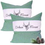 Set da 2 cuscini al cirmolo Vichy verde 30 x 30 cm, riempiti con 350 g di tru...