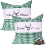 Set di 2 cuscini al pino cembro Vichy verde 40 x 40 cm, imbottiti con 450 g d...