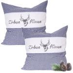 Set di 2 cuscini al pino cembro Vichy blu 30 x 30 cm, imbottiti con 350 g di ...