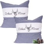 Set di 2 cuscini al cirmolo Vichy blu 40 x 40 cm, imbottiti con 450 g di truc...