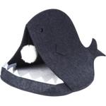 Cat lounge made of felt and fabric, in a shark design, with pom-pom, 60 x 40 ...
